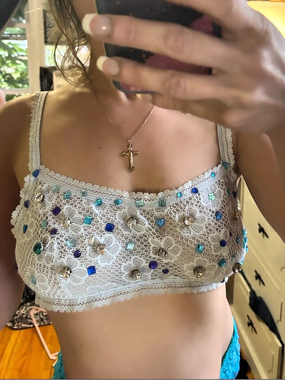 Embellished Lace Bra baby blue